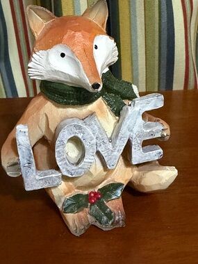 Winter Woodland Rustic Fox 'LOVE' Holiday Figurine